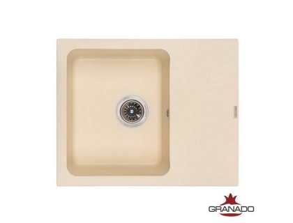 Недорого Кухонна гранітна прямокутна з крилом мийка Granado AVILA ivory кремова 615*495*190мм Недорого Кухонна гранітна прямокутна з крилом мийка Granado AVILA ivory кремова 615*495*190мм