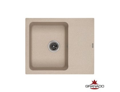 Недорого Кухонна гранітна прямокутна з крилом мийка Granado AVILA terra світло бежева 615*495*190мм