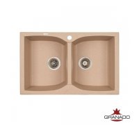 Кухонна гранітна прямокутна двочашова мийка Granado CORDOBA avena бежева 775*490*200мм