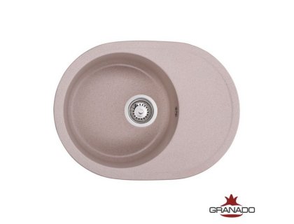 Недорого Кухонна гранітна овальна з крилом мийка Granado SEVILLA terra світло бежева 623*465*200мм