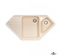 Кухонна гранітна кутова півторачашова з крилом мийка Granado IBIZA ivory кремова 979*500*203мм