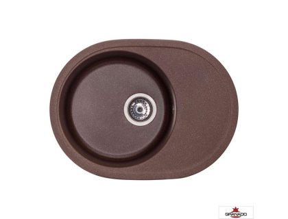 Недорого Кухонна гранітна овальна з крилом мийка Granado SEVILLA marron коричнева 623*465*200мм