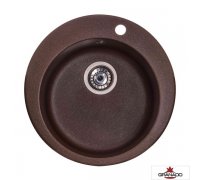 Кухонна гранітна кругла мийка Granado VITORIA marron коричнева 506*506*195мм