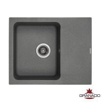 Кухонна гранітна прямокутна з крилом мийка Granado AVILA grafito графітова 615*495*190мм