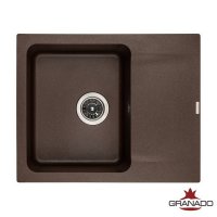 Кухонна гранітна прямокутна з крилом мийка Granado AVILA marron коричнева 615*495*190мм