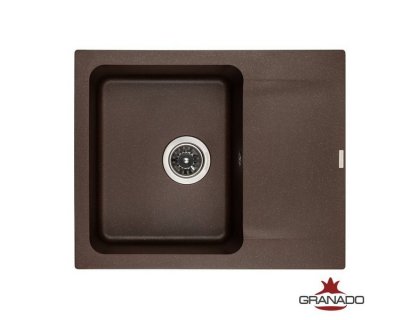 Недорого Кухонна гранітна прямокутна з крилом мийка Granado AVILA marron коричнева 615*495*190мм