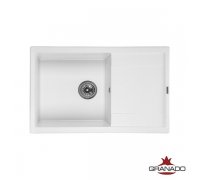 Кухонна гранітна прямокутна з крилом мийка Granado ALICANTE white біла 780*495*200мм