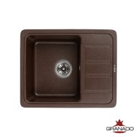 Кухонна гранітна прямокутна з крилом мийка Granado ALANIS marron коричнева 574*460*197мм