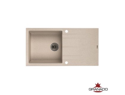 Недорого Кухонна гранітна прямокутна з крилом мийка Granado MORA terra світло бежева 952*497*213мм Недорого Кухонна гранітна прямокутна з крилом мийка Granado MORA terra світло бежева 952*497*213мм