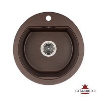 Кухонна гранітна кругла мийка Granado LUGO marron коричнева 480*495*200мм