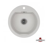 Кухонна гранітна кругла мийка Granado LUGO біла 480*495*200мм