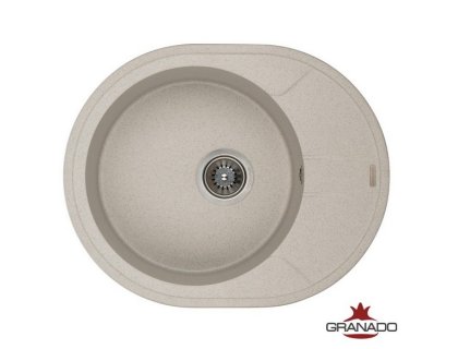 Недорого Кухонна гранітна овальна з крилом мийка Granado MARBELLA gris сіра 606*495*220мм