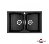 Кухонна гранітна прямокутна двочашова мийка Granado CORDOBA чорна 775*490*200мм