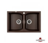 Кухонна гранітна прямокутна двочашова мийка Granado CORDOBA marron коричнева 775*490*200мм