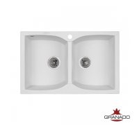 Кухонна гранітна прямокутна двочашова мийка Granado CORDOBA white біла 775*490*200мм