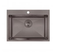 Кухонна мийка в чорному кольорі сталева Imperial IMPD5843BLPVDH10 Handmade 2.7/1.0мм