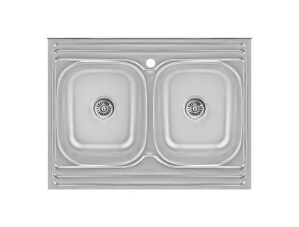 Купити Кухонна мийка з двома чашами Lidz 6080 0,8 мм Satin (LIDZ6080DBSAT8)