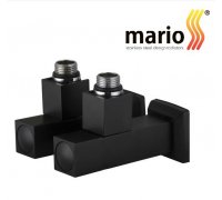 Кран кутовий з квадратним корпусом Маріо G1/2 комплект 2шт чорний мат