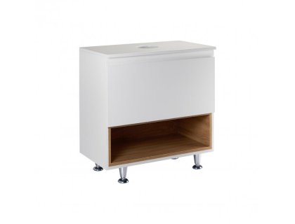 Тумба підлогова Qtap Robin 600х616х437 White/Whitish oak зі стільницею QT1380TNН6001WWO