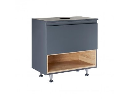 Тумба підлогова Qtap Robin 600х616х437 Graphite/Whitish oak зі стільницею QT1380TNН6002GWO
