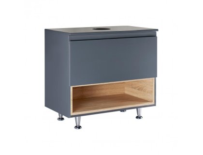 Тумба підлогова Qtap Robin 700х616х437 Graphite/Whitish oak зі стільницею QT1380TNН7002GWO