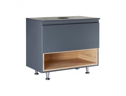 Тумба підлогова Qtap Robin 800х616х437 Graphite/Whitish oak зі стільницею QT1380TNН8002GWO