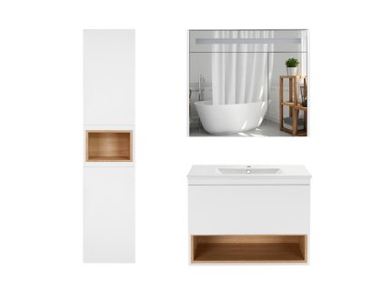 Комплект меблів для ванної Qtap Robin тумба з раковиною + дзеркальна шафа + пенал QT044RO42971