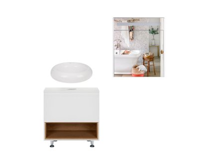 Комплект меблів для ванної Qtap Robin тумба + раковина + дзеркальна шафа QT044RO42975