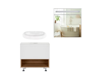 Комплект меблів для ванної Qtap Robin тумба + раковина + дзеркальна шафа QT044RO42976
