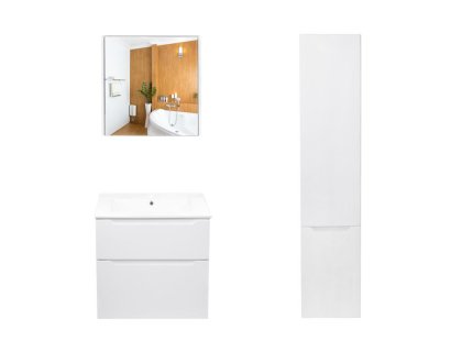 Комплект меблів для ванної Qtap Scorpio тумба з раковиною + дзеркальна шафа + пенал QT044SK42990