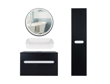 Комплект меблів для ванної Qtap тумба + раковина + дзеркало + пенал QT044VI43003