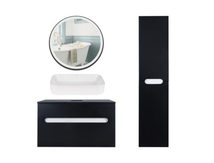 Комплект меблів для ванної Qtap тумба + раковина + дзеркало + пенал QT044VI43004