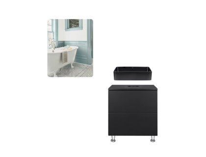 Комплект меблів для ванної Qtap тумба + раковина + дзеркало QT044VI43014