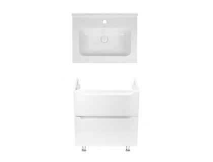 Комплект Qtap тумба підлогова Scorpio 600х825х460 мм White + раковина урізна Albatross 01 QT71SC43952