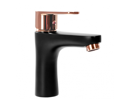 Купити Смеситель для умывальника (раковины) REA MILD BLACK ROSE GOLD низкий