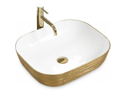 Купити Умывальник раковина REA FLORIA GOLD / WHITE накладной белый/золотой