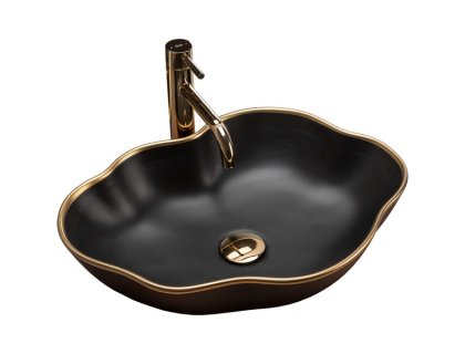 Купити Умывальник раковина REA PEARL BLACK GOLD накладной черный/золото