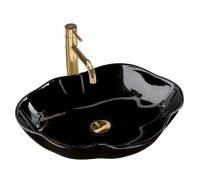 Умивальник раковина REA PEARL BLACK накладний чорний
