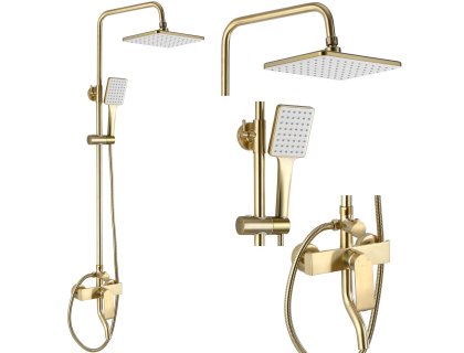 Купити Душевая штанга с тропическим душем REA HASS BRUSHED GOLD цвет золото с изливом