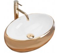Умивальник раковина REA LINDA GOLD WHITE накладний білий/золотий