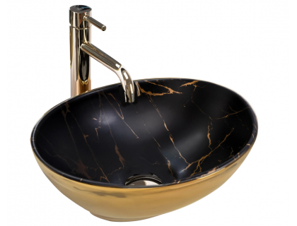 Купити Умывальник раковина REA SOFIA GOLD MARBLE BLACK накладной