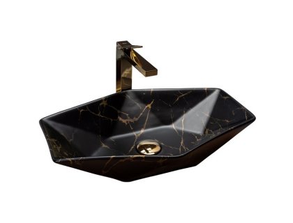 Купити Умывальник раковина REA VEGAS MARBLE BLACK MAT накладной черный