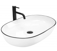 Умивальник раковина REA CLEO 61 WHITE BLACK EDGE накладний білий