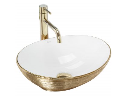 Купити Умывальник раковина REA SOFIA BRUSH GOLD накладной белый/золотой
