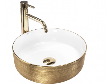 Купити Умывальник раковина REA SAMI WHITE BRUSHED GOLD накладной