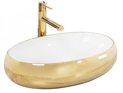 Купити Умывальник раковина REA MELANIA WHITE / GOLD накладной белый / золотой