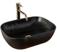 Умивальник раковина REA BELINDA BLACK MARBLE MAT накладний чорний матовий