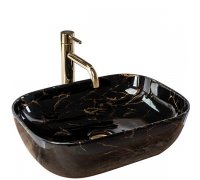Умивальник раковина REA BELINDA BLACK MARBLE SHINY накладний чорний