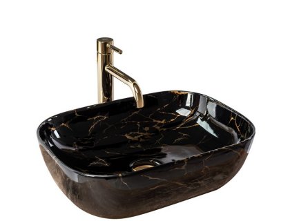 Купити Умывальник раковина REA BELINDA BLACK MARBLE SHINY накладной черный