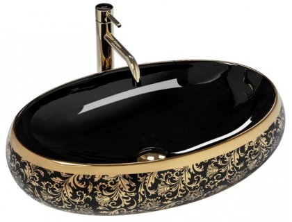 Купити Умывальник раковина REA MERYL BLACK / GOLD накладной черный/золотой